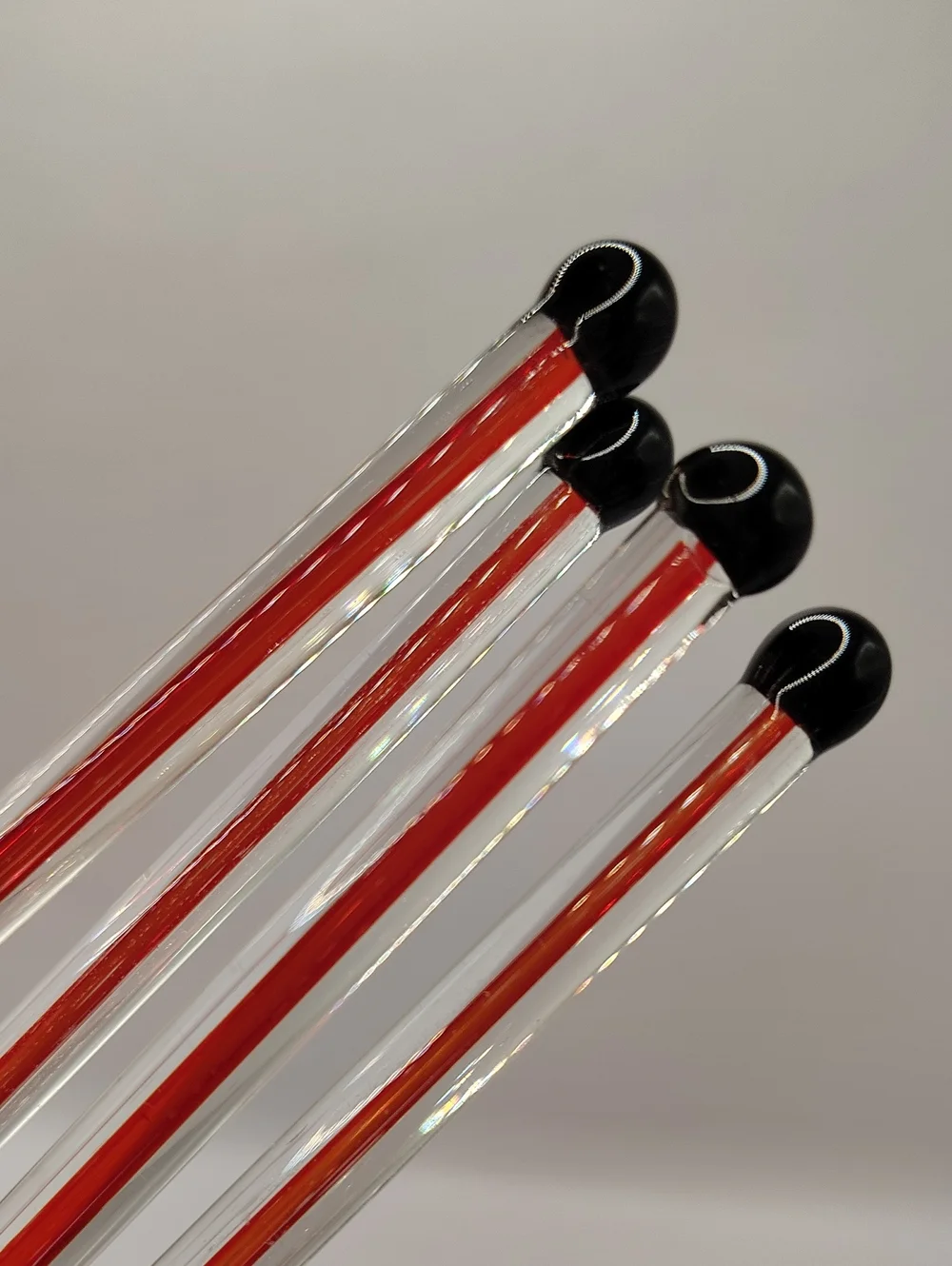 Vintage Blown Glass Top Hat And Bowtie Swizzle Stir Sticks, Set of 4